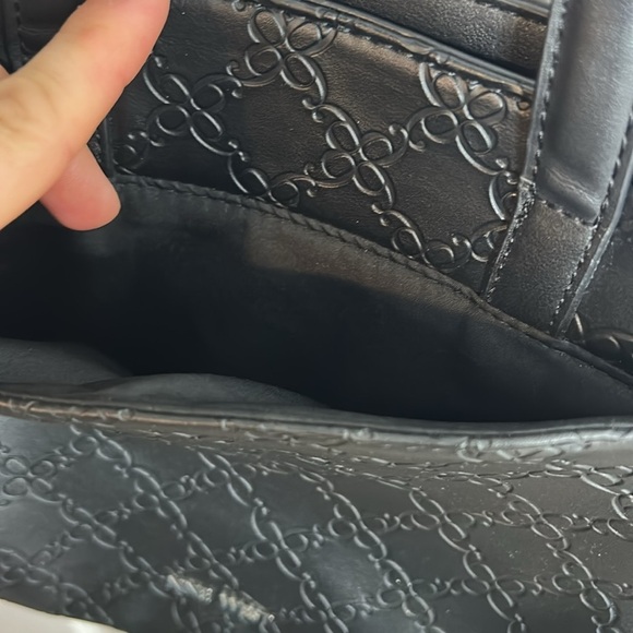 Nine West Embossed Black Satchel Hand Bag Shoulder - Picture 4 of 9